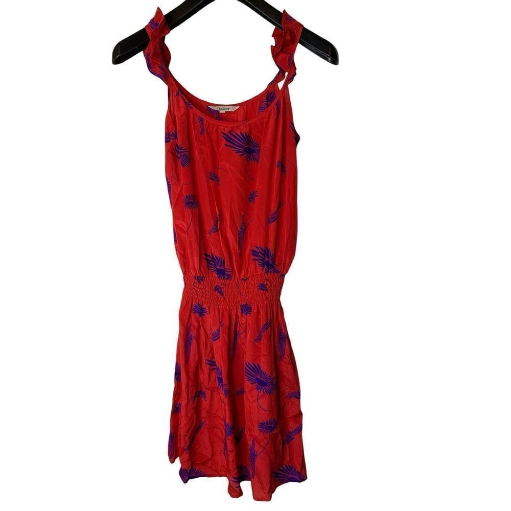 Tucker 100% Silk made in USA dress red women's size small